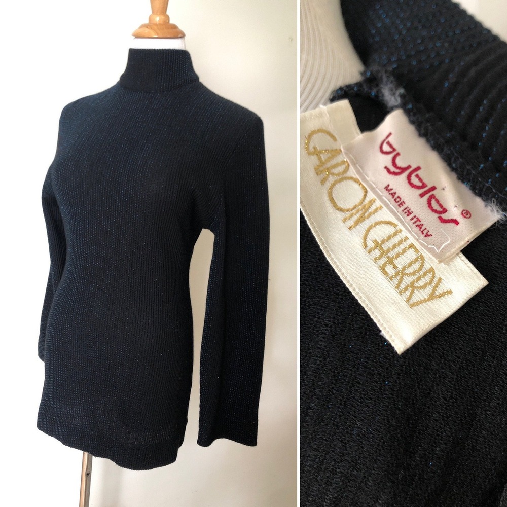 Byblos black with metallic blue shimmer turtle neck seweater